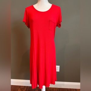 Red Ribbed T-Shirt Dress Size XL